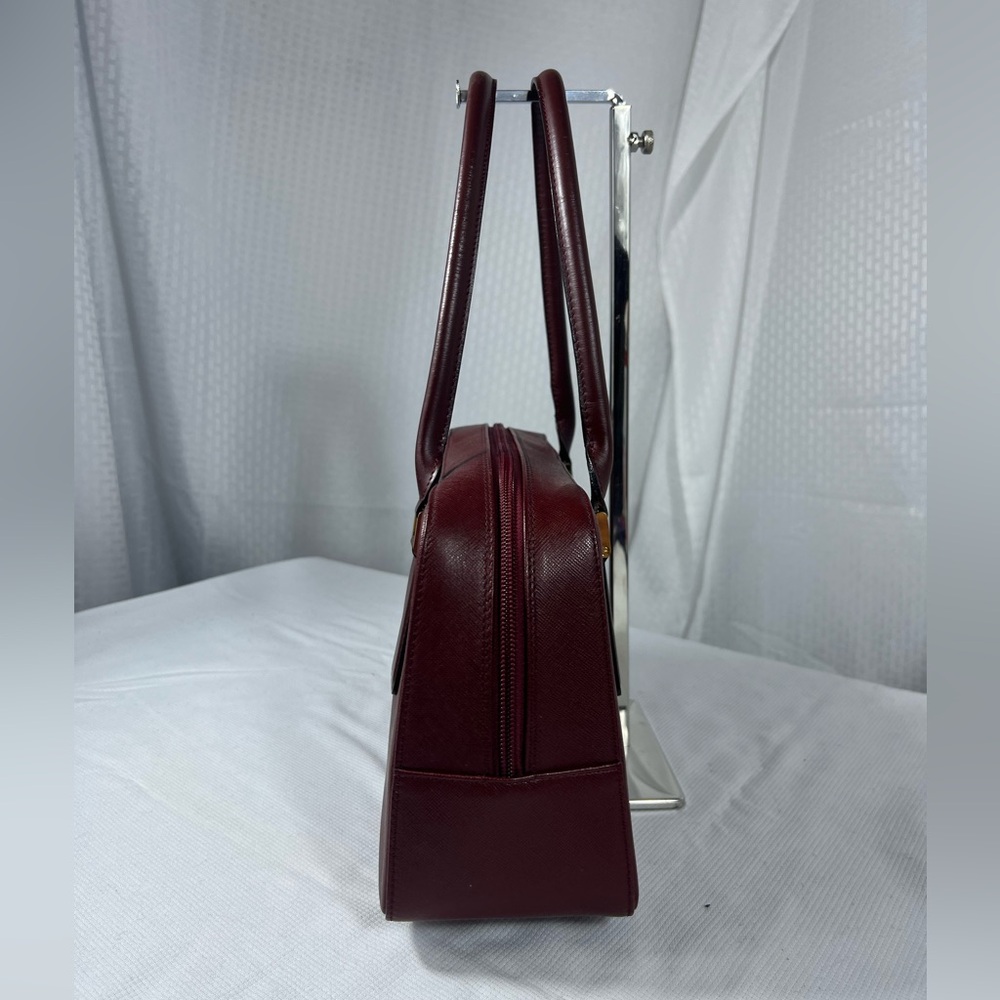 Burberry London Burgundy Saffiano Leather Satchel Re-Lined Authentic - Picture 4 of 16